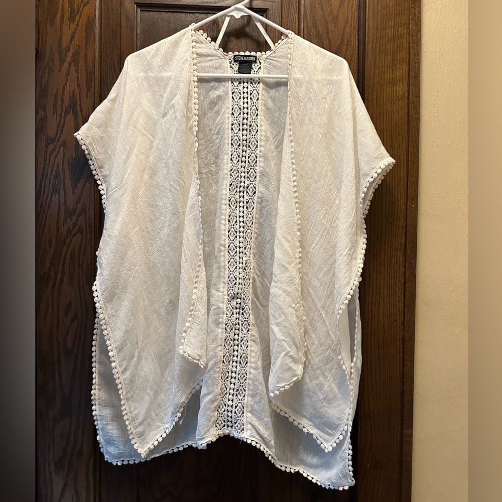 Steve Madden Lace-Trim Kimono Coverup, One Size
